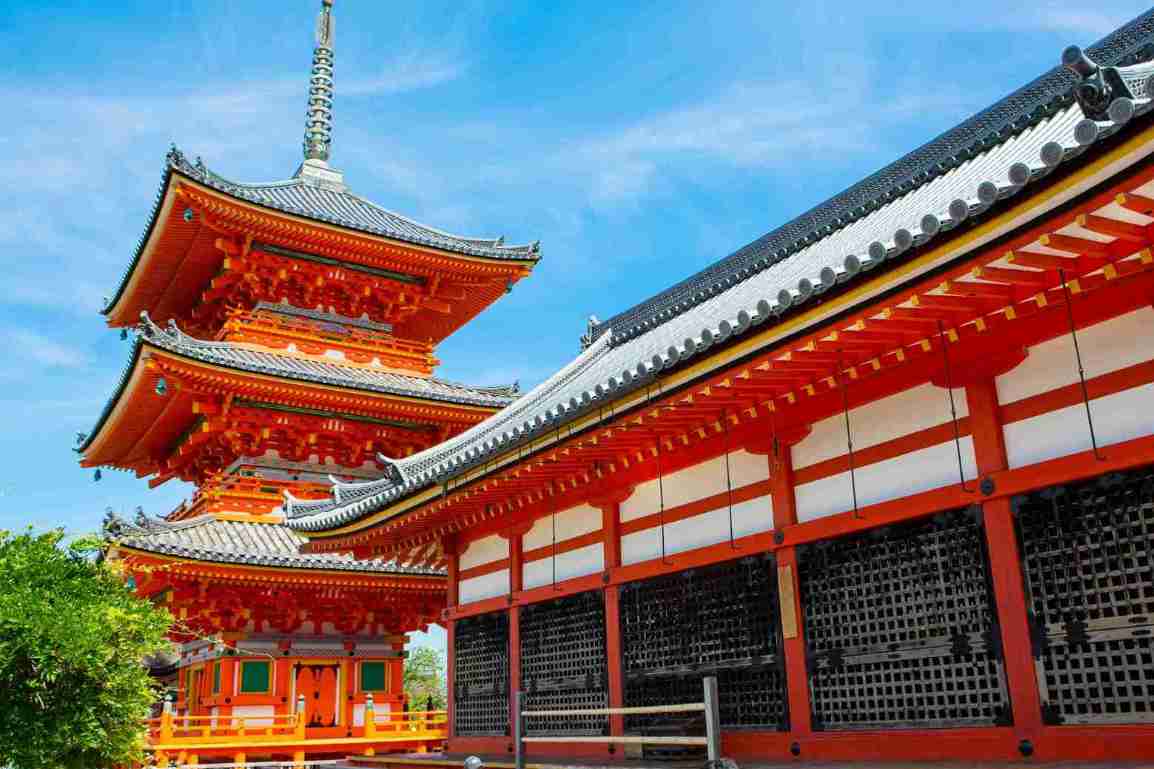 Pavillon und Tempel bei Kiyomizudera als Bild fuer die Japan Korea Reise